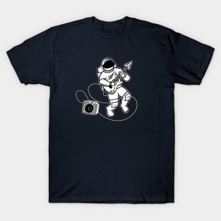 Astronaut Rockstar! (White Fill + Black Outline) T-Shirt